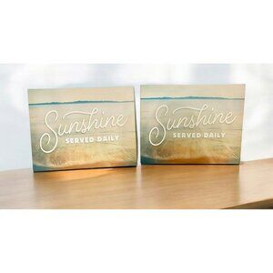 Sunshine Served Daily Canvas Wall Art Hallmark Decor 14X11 Beach Ocean Theme Set